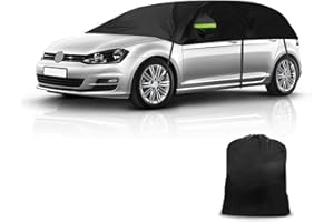 JINSENTGG Half Car Cover Replacement for VW Golf MK5/MK6/MK7/MK8 2004-2023, Protector Car Cover Waterproof, Half Garage with Straps UV Resistant for All Weather, UV Resistant Rain Sun Dust Protection