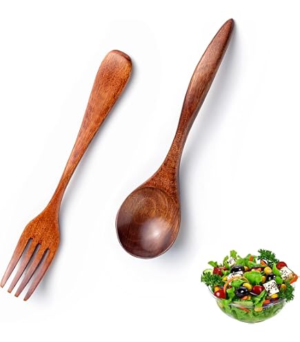 Mestoli In Legno Per Insalata Continenta C 3228 – Set Forchetta E Cucchiaio, Servizio Naturale - 5