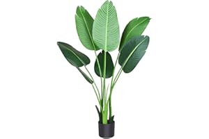 ‎FOPAMTRI Fopamtri Artificial Plant Artificial Bird of Paradise Tree 120 cm Plastic Plant Palm Tree in Pot Tropical Hawaii Green Fake Plant for Bedroom Living Room Garden Decoration (Pack of 1)