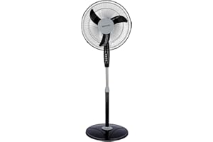 Krypton 16-Inch Stand Fan with 3 Speed Control, Adjustable Height, Oscillating Pedestal Fan, Black – KNF6153