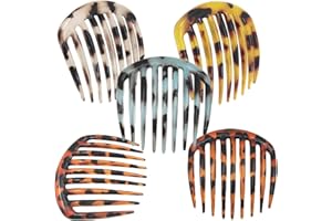 PREMJCROY 5 Pcs French Twist Comb Retro Celluloid Hair Comb 9 Teeth Non Slip Comb Clips Hair Styling Accessories for Women and Girls Multicolour