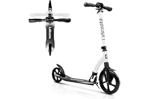 Lascoota Trottinette Freestyle pour Adultes et Adolescents et pour Les Jeunes de 12 Ans - Trottinette Adulte Pliable légère avec Grandes Roues - City Scooter à Hauteur Ajustable
