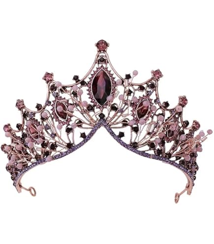 Tiara Da Sposa Con Strass - Corona Con Pettine, Viola, Per Matrimoni E Feste - Foto 11
