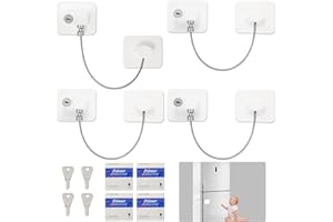 Aotfusd 4 Stück Kühlschrank Schloss, Kindersicherung für Fenster Schrank, mit starkem Klebstoff, Ohne Bohren für Kindersicherung, für Kühlschränke, Waschmaschinen, Fenster, Schrank Türen,Weinkühler