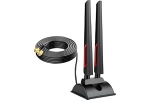 Nelawya WiFi 6E antenn 2,4 GHz/5 GHz/5,8 GHz/6 GHz WLAN-signalförstärkare, tre-bands-magnetisk bas med RP-SMA-adapter 2 m för