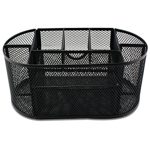 Aussel Schreibtisch-Organisator Bürobedarf Halter Meshabstand Saving Desktop-Briefpapier-Sammlung Caddy 9 Slots (Black) - 4