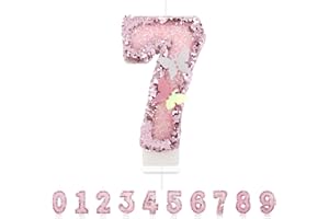 MACLUNAR Candele di compleanno con numeri 7,3D, candele di compleanno rosa, 7, decorazione per torte, compleanni, candele di compleanno per decorazioni di compleanno