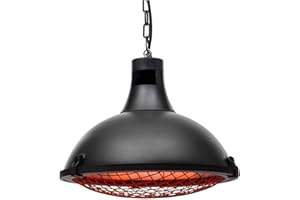 blumfeldt Blackpool Heat Chauffage de terrasse - Technologie Infrarouge, élement Chauffant en Carbone de 2100W, 3 Niveaux : 900, 1200, 2100W, positionnement Flexible, Montage Plafond, Noir