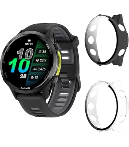 Miimall Kit De Protection Renforcée Compatible Avec Garmin Forerunner 970, 10 Bouchons Anti-Poussière Pour Port De Charge, Coque TPU Anti-Chocs, Poussière Et Éclaboussures Pour Forerunner 970, Noir