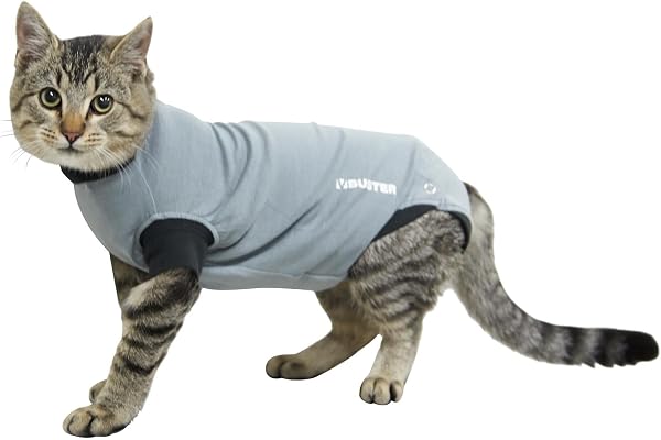 Buster - Combinaison Easygo - Pour chats, Noir/Gris, S (43.5 cm)