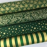 Always Knitting And Sewing Christmas 4 fat quarter bundle - green & gold favourites
