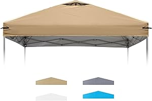 FLOUREE Cubierta de repuesto para cenador de 2,5 x 2,5 m con correas ajustables, sin marco, impermeable y resistente a los rayos UV, para sombra exterior (solo techo, beige)