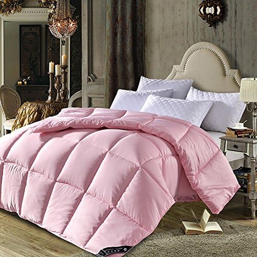 HJHY® Quilt, Luxury Feather Home Textiles Light Soft Keep warm Thicker Twill Sanding Home Individual Double Winter Student Dorm room Air conditioning quilt 150 × 200cm Environmental health ( Color : Pink , Size : 220*240cm 4kg )