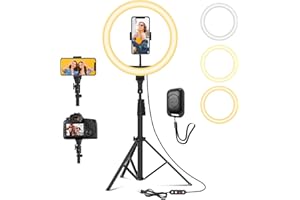 YOHOOLYO Ring Light Professional 11", Luce per Selfie, Staffa Triangolare 64", Luce ad Anello LED da 3 modalità di Illuminazione con 10 luminosità, per Trucco, Fotografia, Youtube e Video Selfie