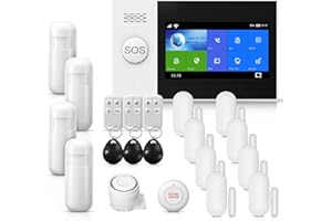 PGST Wireless Home Alarm System, WiFi+GSM, wireless home burglar alarm with 120dB Siren 4.3 Inch touch screen, remote alarm for the home, Compatible with Alexa Google Home