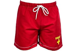 PINELANDS Dissolving Swim Shorts Lifeguard Stag Do Prank Joke Bachelor Party Red