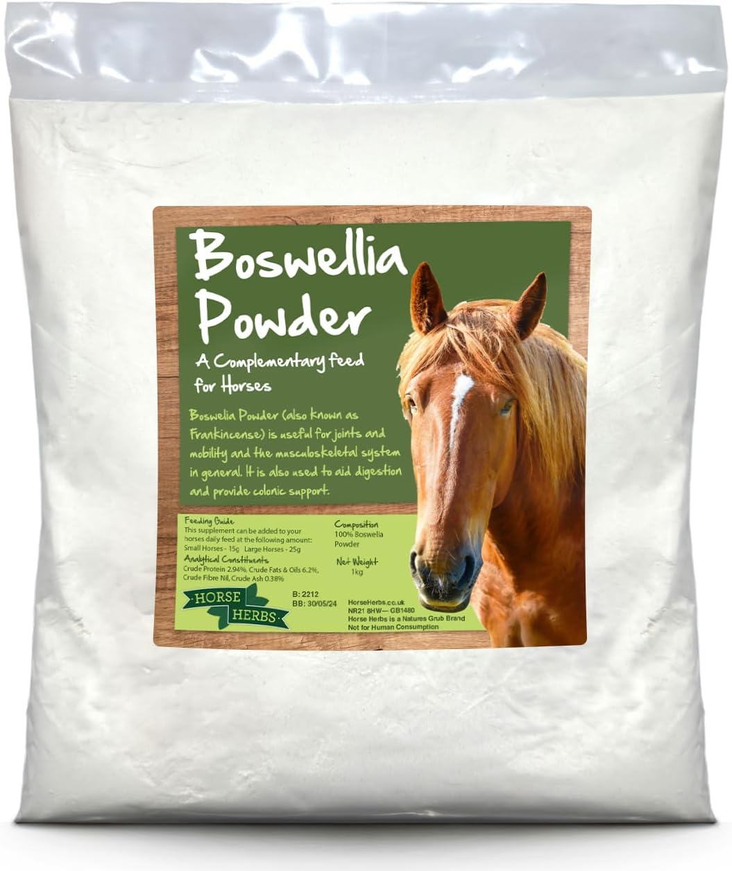 Horse Herbs Boswellia Serrata Powder 1kg Bag | Natural Pain Relief for Horses & Ponies, Frankincense Powder Supplement, Equine Care