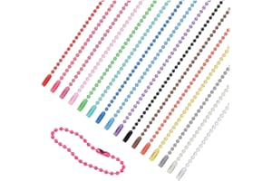 HIOQFR 80 Piezas Cadena de Bolas de Colores 2,4 mmx10cm Cadena de Cuentas Cadena Llavero Bolas con Conectores Pequeñas Cadenas Colgantes Cadena Bolas Metalicas Ball Chain para Manualidades DIY Joyería