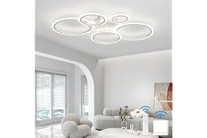 KeLuKes Dimbar taklampa, vardagsrum LED-taklampa med fjärrkontroll, minnesfunktion, 3000k-6500k, timer, 100 cm ring taklampa ljuskrona