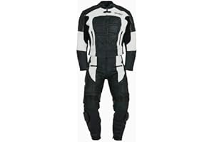 WinNet Tuta divisibile di pelle da moto giacca e pantaloni separabili in 2 pezzi (L, BIANCO)