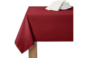 RYB HOME Nappe Noel - Nappe Rectangulaire - Nappe Rouge Bordeaux Anti Tache 150 x 304 cm Couverts de Table Rectangle Imperméable Facile à Entretien pour Salon Cuisine/Exterieur