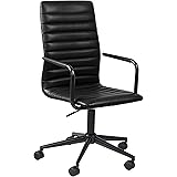 Amazon Basics - Sedia da ufficio in ecopelle, 58 x 58 x 103 cm, nera, Nero