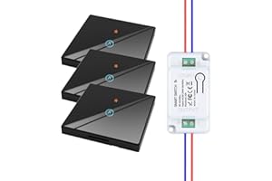 HYHIOTS RF433 Kit d'interrupteur sans fil, 230 V, émetteur de sécurité et récepteur 10 A, interrupteur sans fil, interrupteur mural, interrupteur tactile (noir 3 V1H)