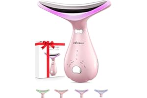 USHISOU Massaggiatore Viso Elettrico Antirughe Lifting: Face Massager con 4 LED - 45°C Massaggio Viso EMS - Dispositivo di Bellezza con 3 Intensità di Vibrazione Gua Sha per Massaggio Rassodante Viso e Collo