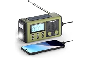 [10 000mAh Battery] Raddy SH-908 Hand Crank Radio IPX6, Portable AM/FM/SW Emergency Radio with Solar & USB Charging, Flashlight Reading Lamp, SOS, Compass, Phone Charger for Camping & Blackouts