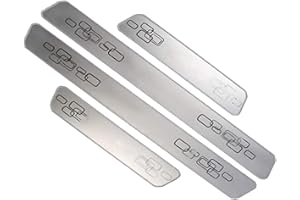 SYMILOV Voiture Acier Inoxydable Seuil Porte Plaques pour Citr-oen C3 C4 C5 Aircross 2017 2018 2019 2020 2021, 4 Pièces Threshold Bar Protection Autocollant Anti-Rayures Anti-Dirty Plinthes Pédale,Silver