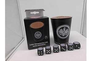 Teepe Verlag Eintracht Frankfurt Würfelbecher 6 mit Würfel mit Geschenkverpackung - Knobelbecher - Fußball - Fanartikel - Adler