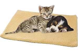 BASTOUR Coperta Autoriscaldante per Gatti, Cuscino per Gatti e Cani Interno, Tappeto Termico per Animali Domestici, Coperta Termica per Gatti, Adatto Gatti e Cani di Piccola e Media Taglia (Giallo)