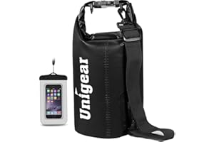 Unigear Bolsa Impermeable de 2 L/5 L/10 L/20 L/30 L/40 L, con Funda para teléfono y Correa Larga Ajustable, para Barcos, Kayak, Pesca, Rafting, natación, Camping, Snowboard