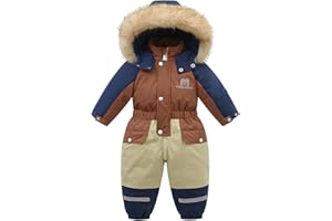 JiAmy Schneeanzug Kinder, Jungen Mädchen Skianzug Kleinkinder Baby Winter Overall mit Kapuze Fleece-gefüttert für 1-6 Jahre