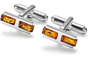 STERLL Gemelli Da Polso In Argento 925 Da Uomo Con Ambra Realizzati NellUE