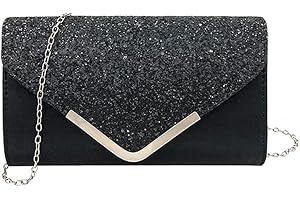 DZOZO Women Clutch Bag Sparkly Silver Evening Handbag Chain Shoulder Bag Bridal Prom Party Handbag Purse Envelope Bag Clutch Bag Elegant Sequins