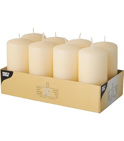 Hofer Ivory Pillar Candles Bulk Set Of 20 - 1.57x2.76 Inch, 11 Hour Burn, Dripless & Smokeless (Made In Austria) - View #4