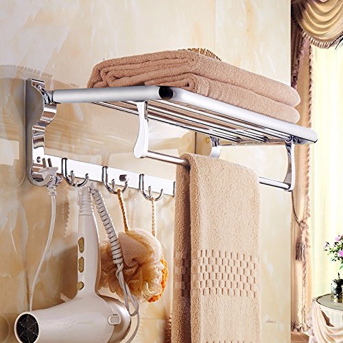 Preisvergleich Produktbild STAZSX Handtuchhalter Edelstahl Doppel Handtuchhalter Bad Rack BadBad Hardware Speicher Anhänger 21580 Handtuchhalter klappbar