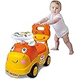 Coo11 2-in-1 Ride-On Car and Push Walker for Toddlers, Foot-to-Floor Sliding Car with Backrest, Safety Features, Horn & Sound Steering Wheel, Baby Learning Toy Vehicle for 1-3 Year Old Boys and Girls