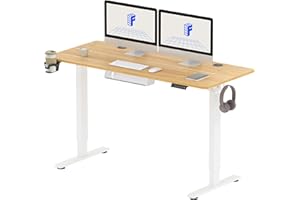 FLEXISPOT 140X60cm Escritorio Elevable Eléctrico con Tablero, con Gancho y Portavasos, Standing Desk, Mesa Elevable Escritorio de Elevable con Memoria Inteligente para Oficina y Hogar(Arce)