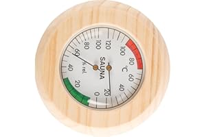 Laroal Thermomètre et hygromètre de sauna rond 2 en 1 Thermomètre et hygromètre de sauna pour mesurer la température et l'humidité Accessoires de sauna