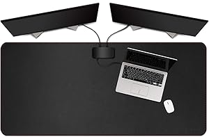 ZORESYN Tappetino per mouse da gaming - Sottomano da Ufficio - Bordi cuciti, Base in Antiscivolo, Superficie in pelle PU, Adatto a Tastiere e Mouse, Computer e Portatili - Nero 120x60cm