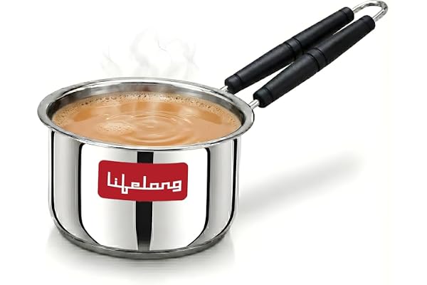 Lifelong Stainless Steel Heavy Bottom Saucepan 1.5L, 17cm Saucepan with Handle Milk & Tea Boiling Pot for Kitchen Induction & Gas Stove Compatible Durable and Easy to Clean (LLSSP17)