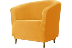 JHLD Velluto Copripoltrona Chesterfield, Morbido Copripoltrona Club Elasticizzato Tub Chair Copripoltrona Fodera Per Divano Per Soggiorno Camera Da Letto-d'oro-Tub Chair