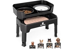 GUUSII HOME Comedero Perro Elevado Grande Bebedero Perro Soporte Cuenco Comederos Alto Para Grandes Elevador Bol Altura Ajustable 43.5*26.7*16/28.7/32.7/36.7cm 1600ml Acero Inoxidable Raised Dog Bowl