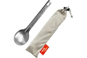 TiTo Titanium Cuillère-Fourchette en Titane Camping en Plein Air,Ultralégère et Durable Portable Fourchette Cuillère avec Sac pour Randonnée Pique-Nique Voyage et Trekking