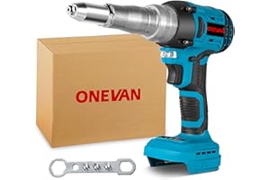 ONEVAN Battery Riveter Pliers Cordless Gun - for Makita Cordless Pop Rivet, with a Rivet Gun Power of 20,000 N for 2.4-5.0 mm Blind Rivets