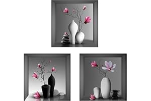 SINRAD 3D Wall Sticker Vase, 3D Plants Wall Sticker, 3D Wandsticker Vase, Wandtattoo Pflanze,Geeignet Für Wohnzimmer, Schlafzimmer, Bad, Küche Und Andere Bereiche (3 Stück)