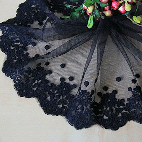 Black 5 Yards 4 Inches Wide Grace Rayon Embroidered Mesh Lace Trim Ribbon Dress Edge Craft Lace Home Decor Accessory