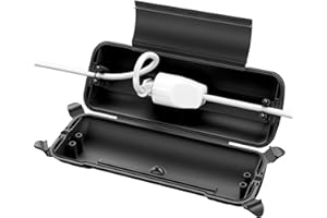 RESTMO IP44 wasserdichte Kabelbox für den Außenbereich (Outdoor), wetterbeständige Große Schutzbox für Verlängerungskabel, Schukostecker, Elektrowerkzeug, 290mm x 110mm x 75mm, Schwarz